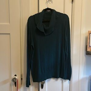 Cowl neck deep turquoise sweater